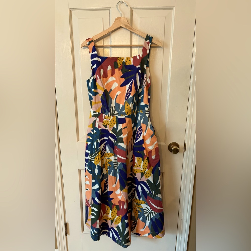Boden Blue and Green Fit and Flare Sundress